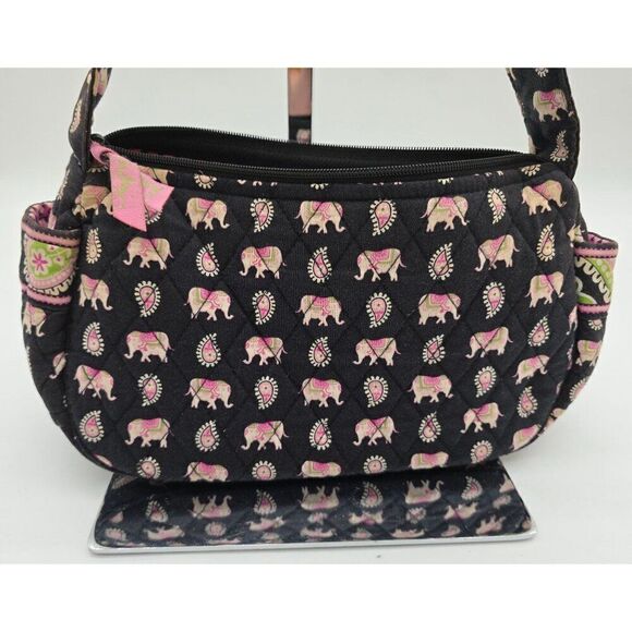 Vera Bradley Quilted Shoulder Bag With Elephant & Paisley Print Zip Closure Pink - Picture 2 of 5